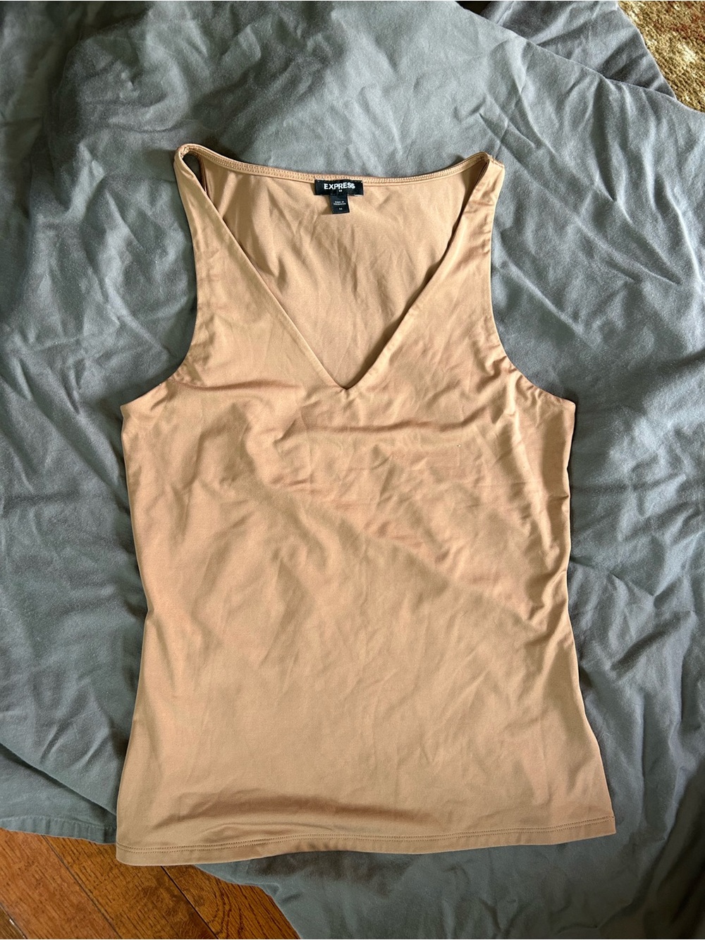 Express V-Neck Tank Top in Light Tan